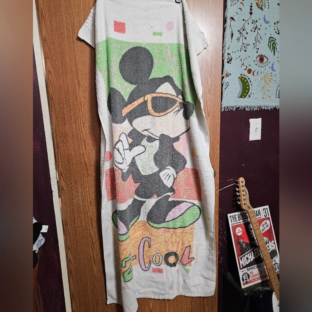Vintage Franco 2-Cool Mickey Mouse Beach Bath Towel 100% Cotton Oversized!